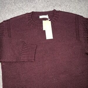 WoolOvers Guernsey Jumper Mens Medium Plum Pure British Wool Fisherman Sweater